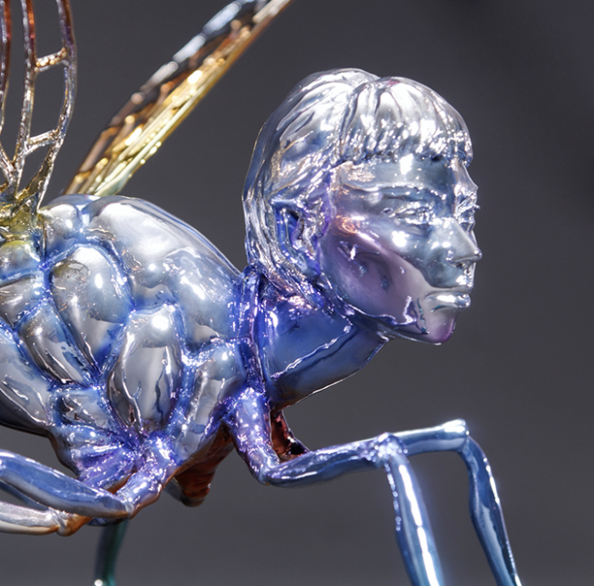 LA LIBELLULE, sculpture en bronze et argenture